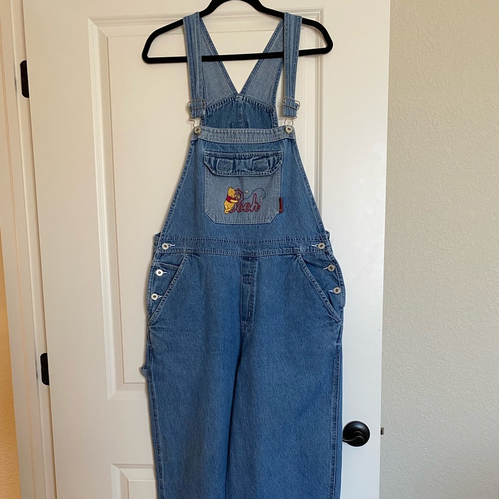 SOLD Disney Winnie the Pooh Blue Denim Jean Overalls - Picture 2 of 12